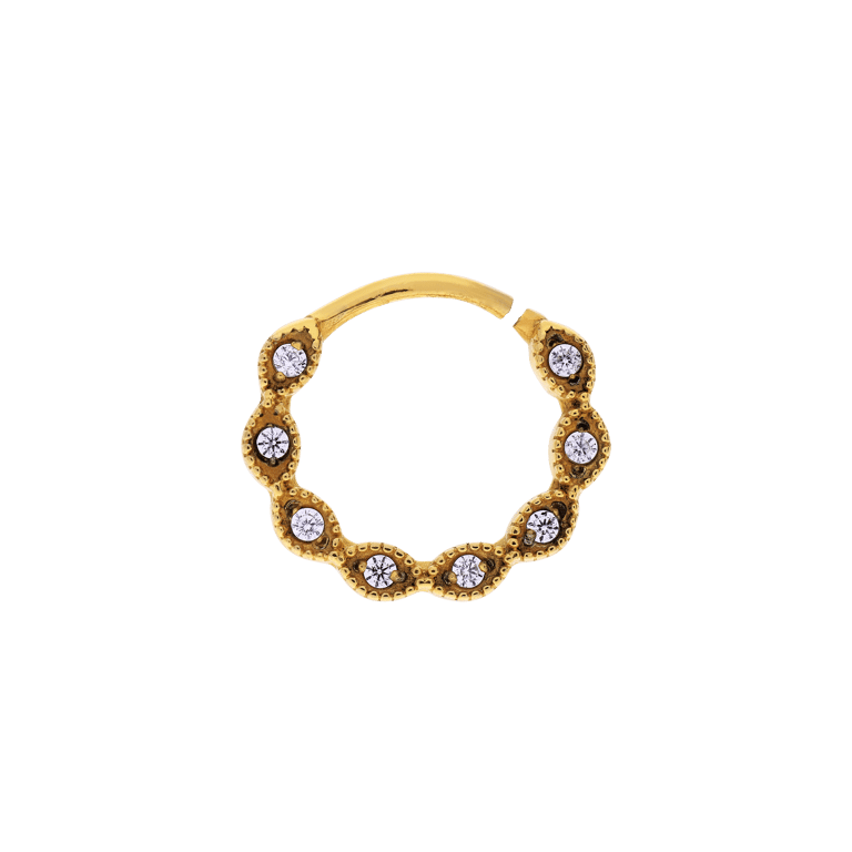 Stalen goldplated helixpiercing met zirkonia