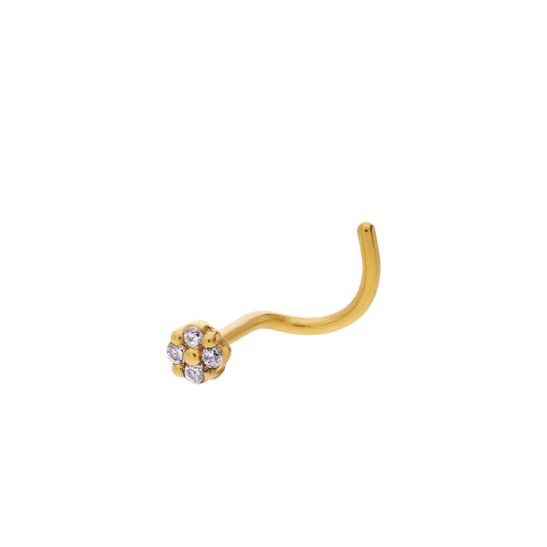 Stalen goldplated neuspiercing met zirkonia