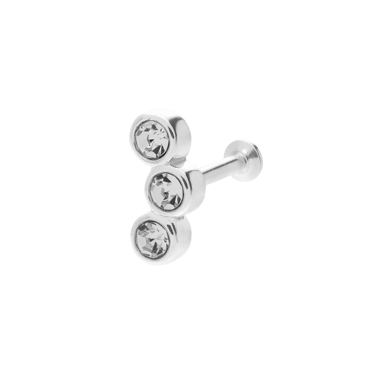 Stalen helixpiercing met kristal