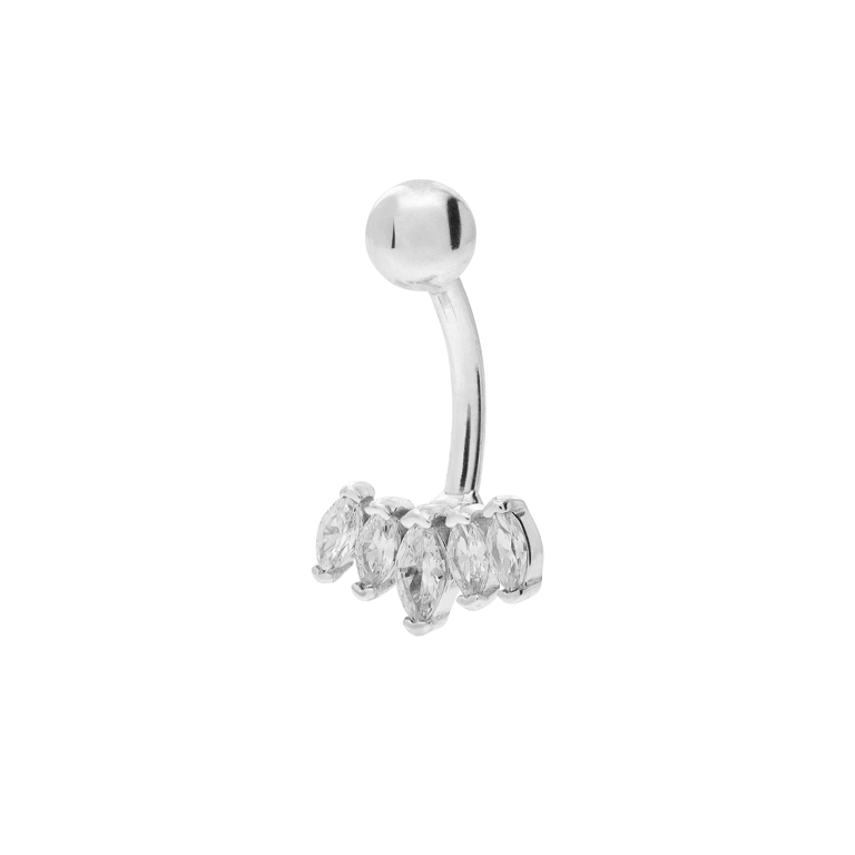 Stahl-Bauchnabelpiercing mit Zirkonia