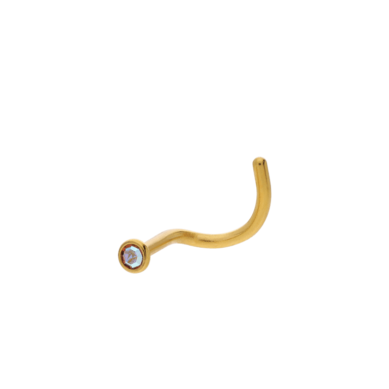 Stahlene, goldbeschichtete Nasenpiercing mit Kristall