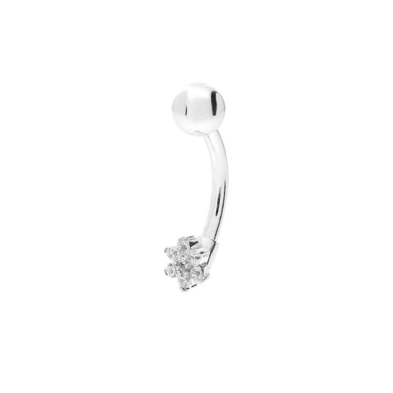 Stahl-Bauchnabelpiercing mit Zirkonia
