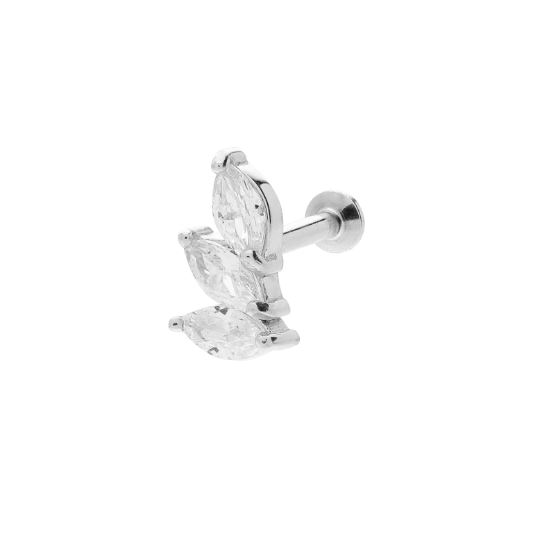 Stahl-Traguspiercing mit Zirkonia