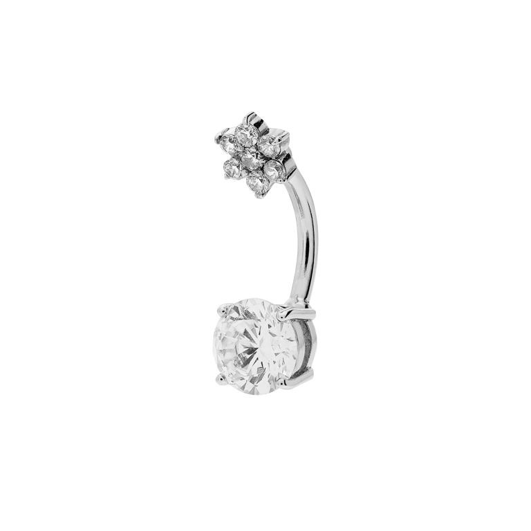 Stahl-Bauchnabelpiercing mit Zirkonia