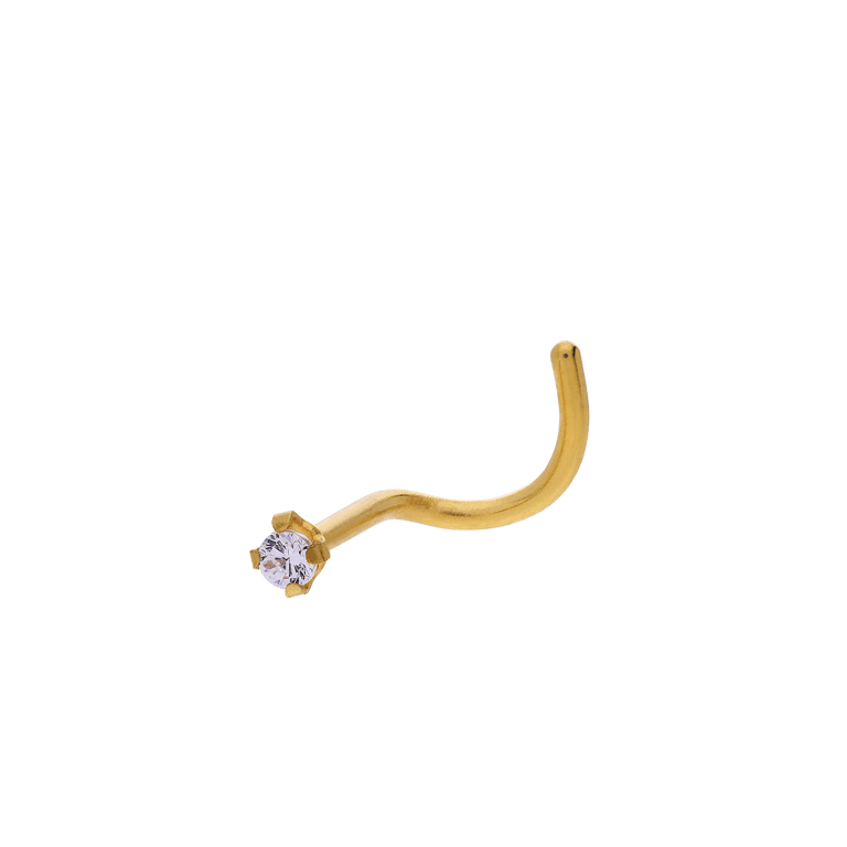 Stahlene, goldbeschichtete Nasenpiercing mit Zirkonia