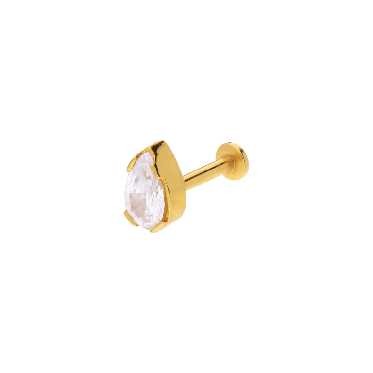 Stalen goldplated helixpiercing met zirkonia