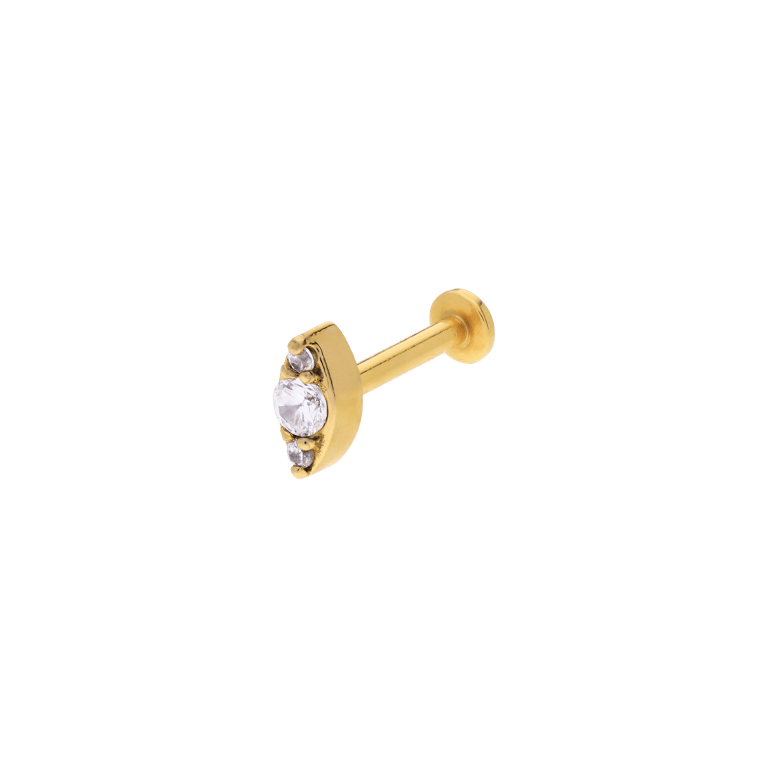 Stalen goldplated helixpiercing met zirkonia