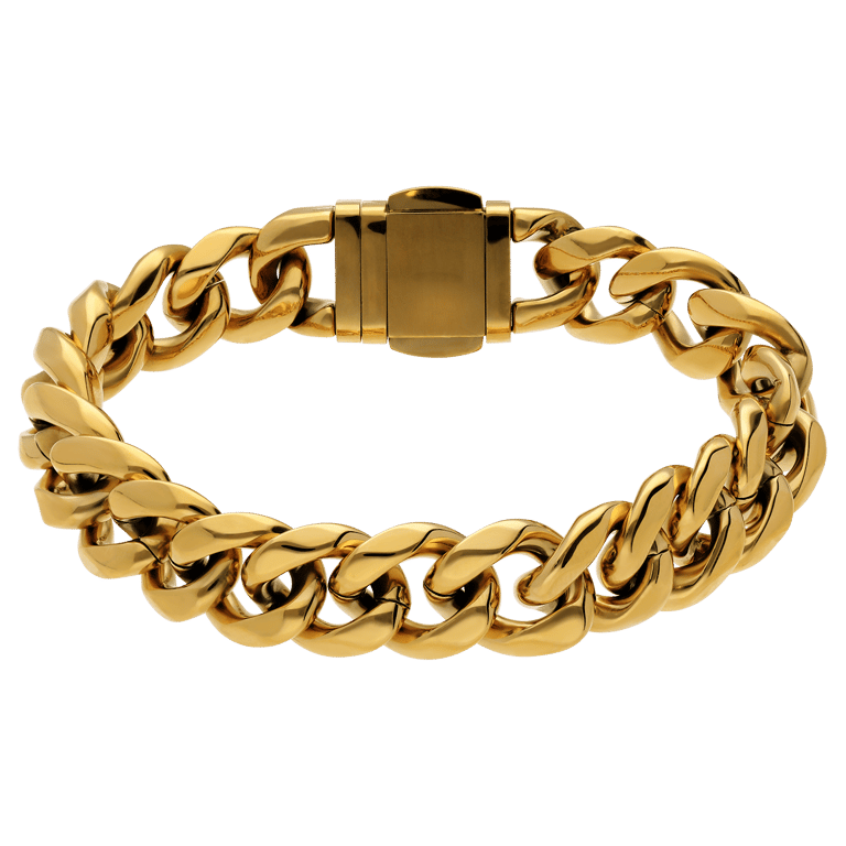 Stainless steel herenschakelarmband goudkleurig