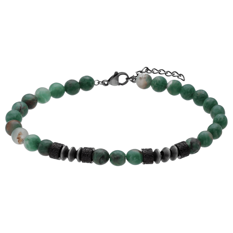 Edelstahl Herrenperlenarmband mit grünem Jade