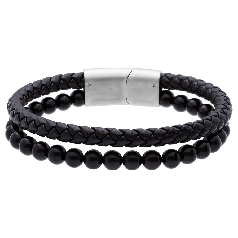 Stainless steel kralenarmband zwart agaat
