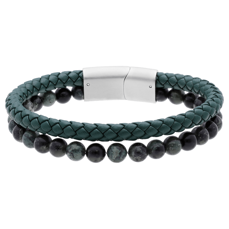 Stainless steel kralenarmband groene jasper
