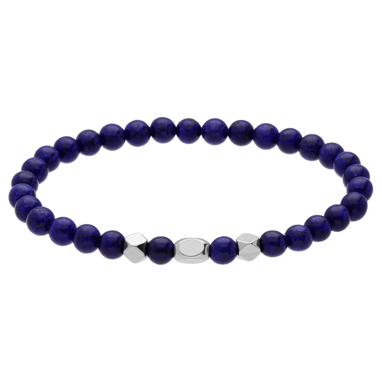 Stainless steel herenkralenarmband blauwe lapis