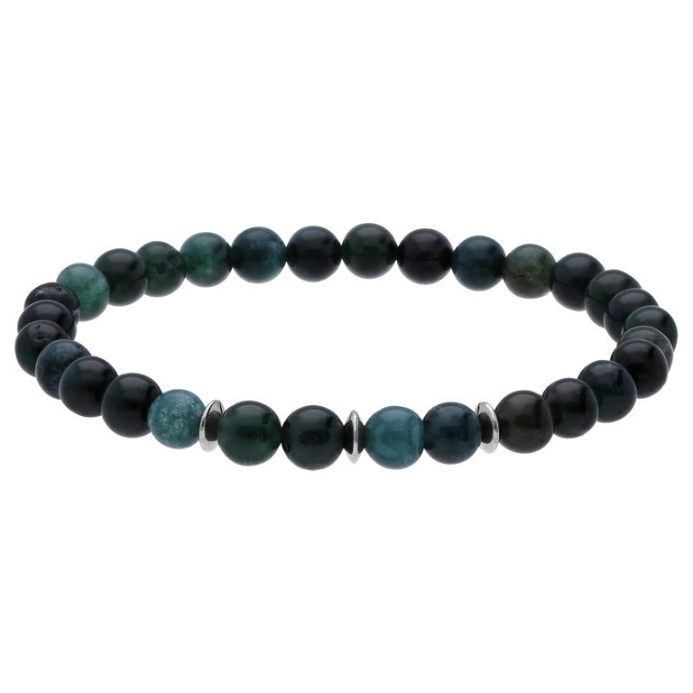 Stainless steel herenkralenarmband groen