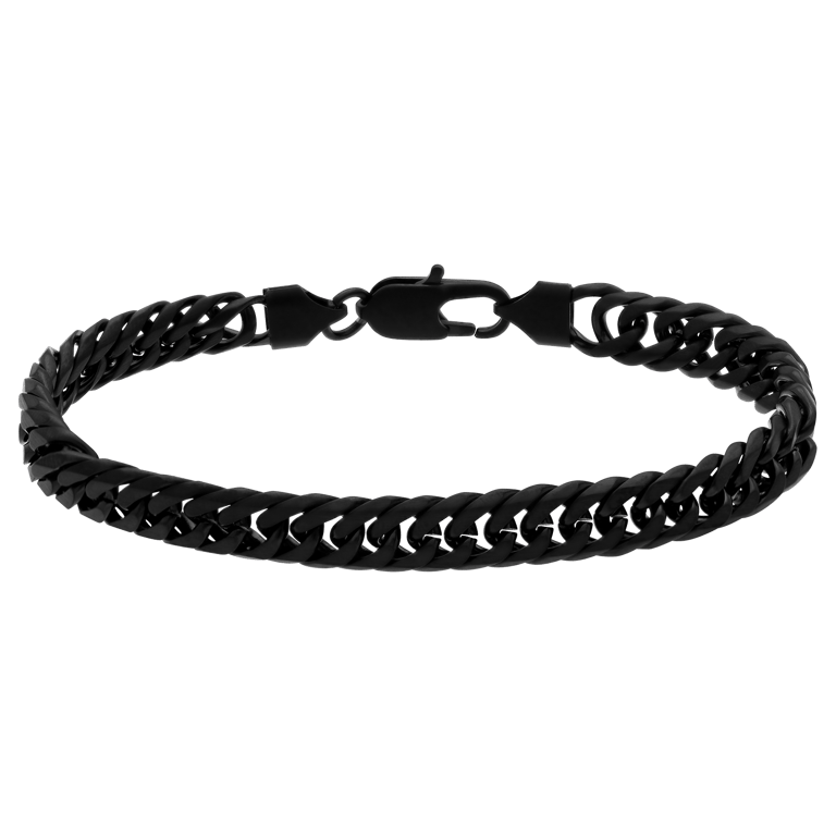 Stainless steel herenarmband gourmet schakel zwart