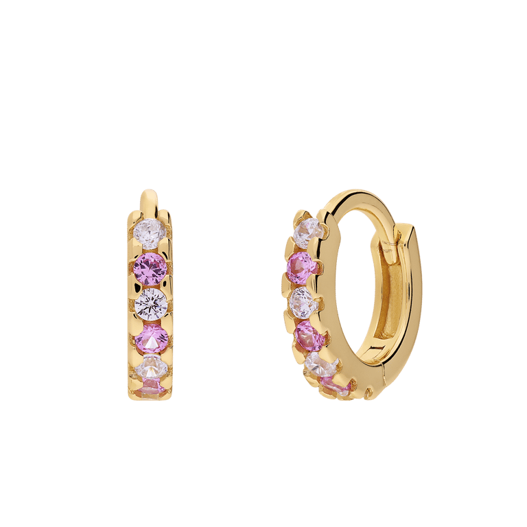 Zilveren goldplated kinderoorringen zirkonia