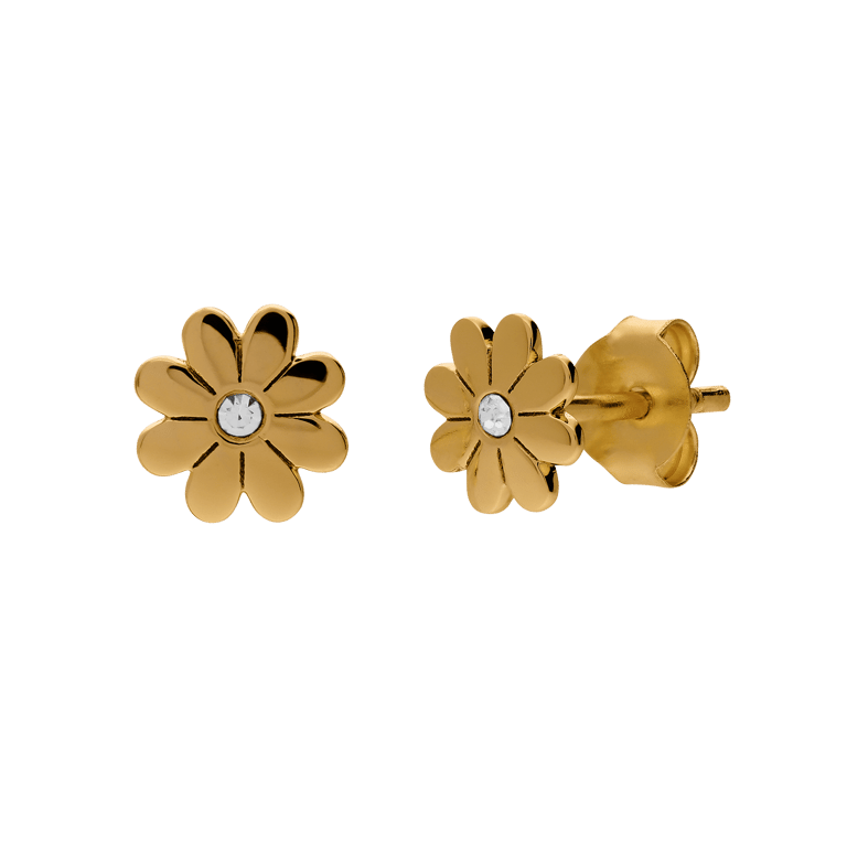 Zilveren goldplated oorring kinderen bloem