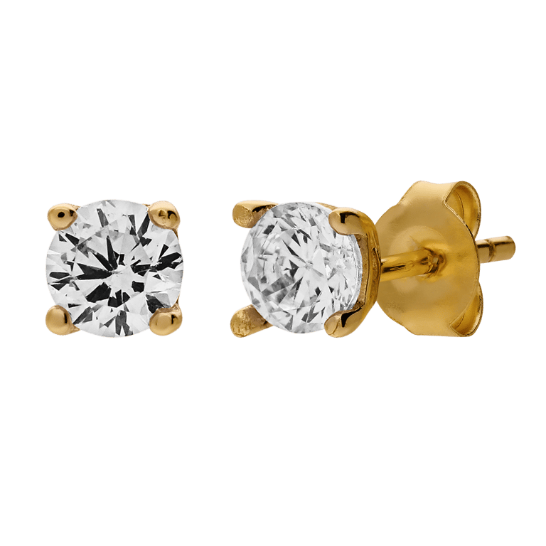 Zilveren goldplated oorring kinderen wit zirkonia