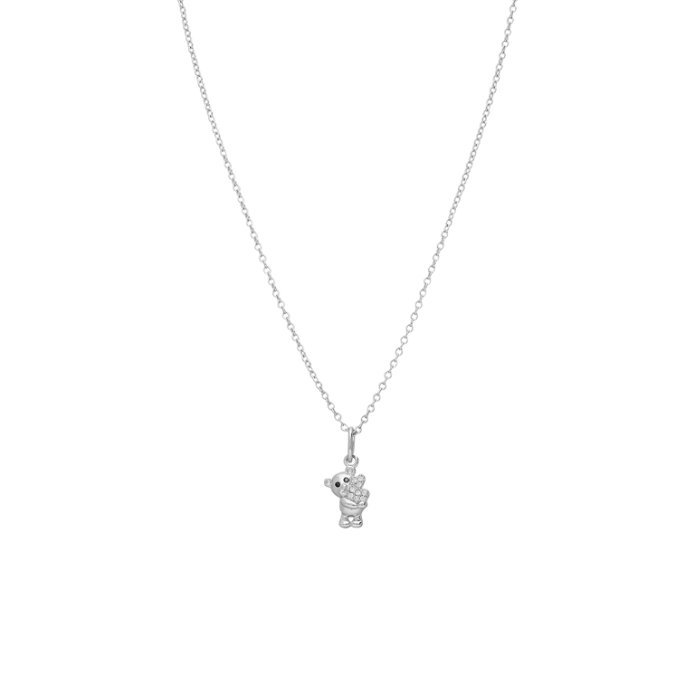 Zilveren ketting met hanger beer zirkonia