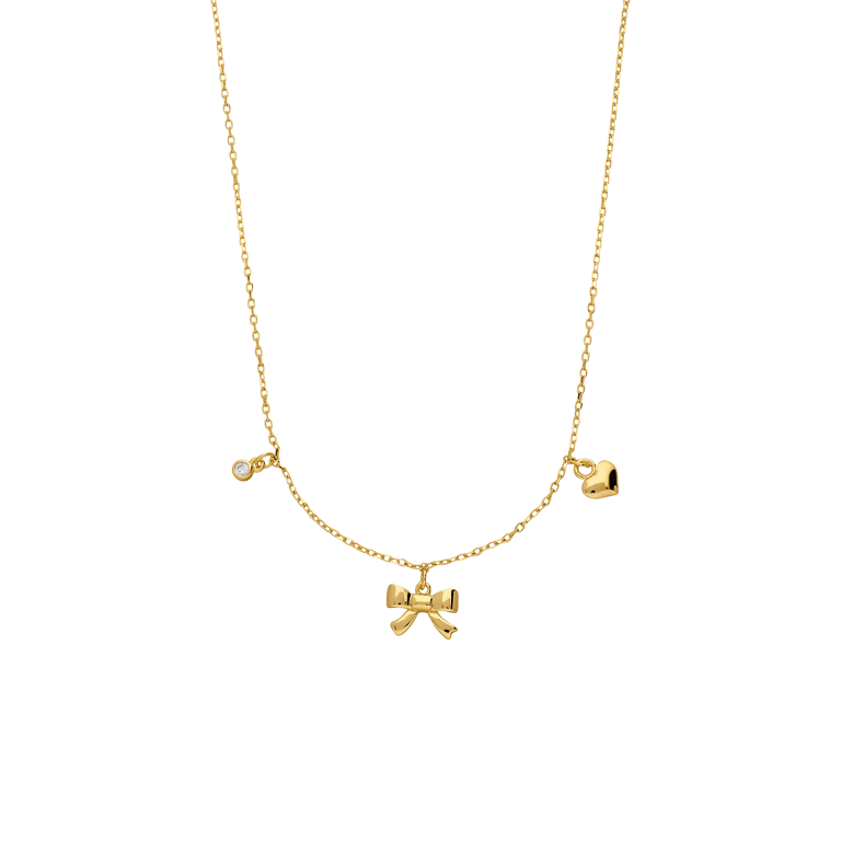 Zilveren goldplated ketting met strik