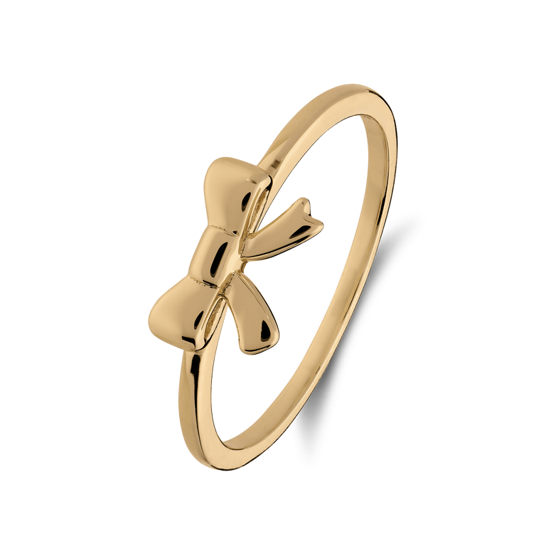 Zilveren goldplated ring met strik