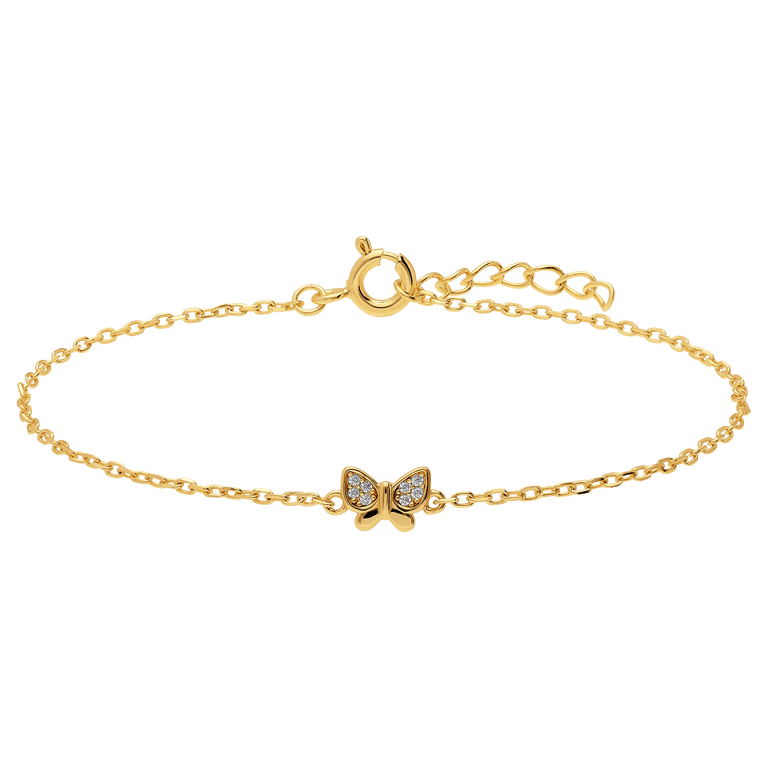 Zilveren goldplated armband met vlinder