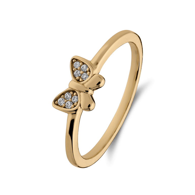 Silberner goldbeschichteter Ring mit Schmetterling