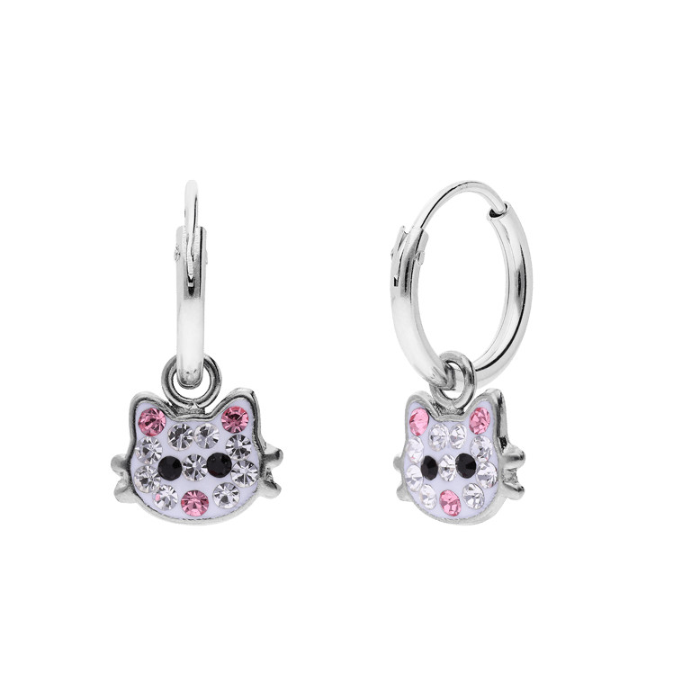 Zilveren kinderoorringen Kat 10mm