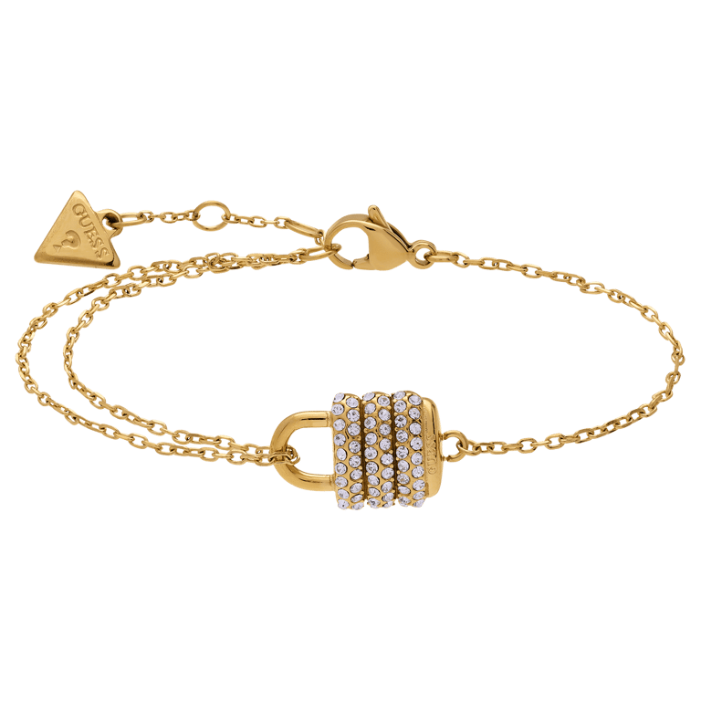 Guess stainless steel goldplated fantasiearmband met kristal voor dames