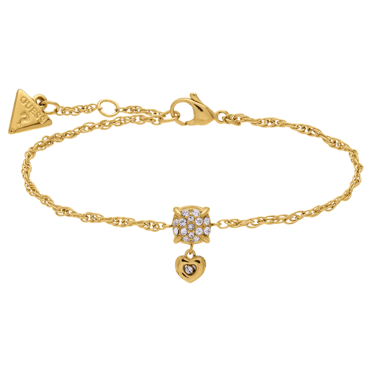 Guess stainless steel goldplated fantasiearmband met kristal voor dames