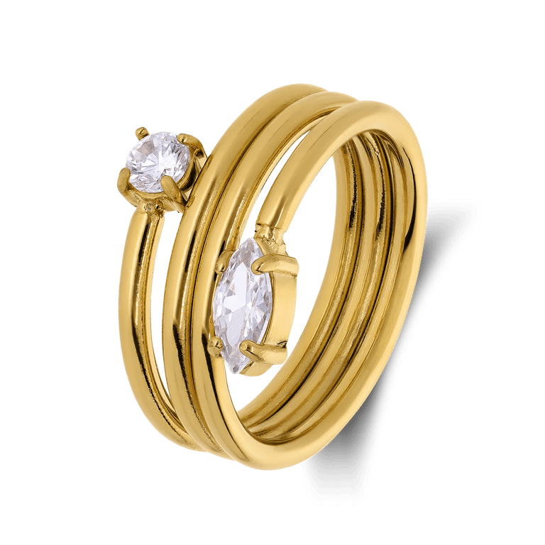 Stainless steel ring met zirkonia voor dames