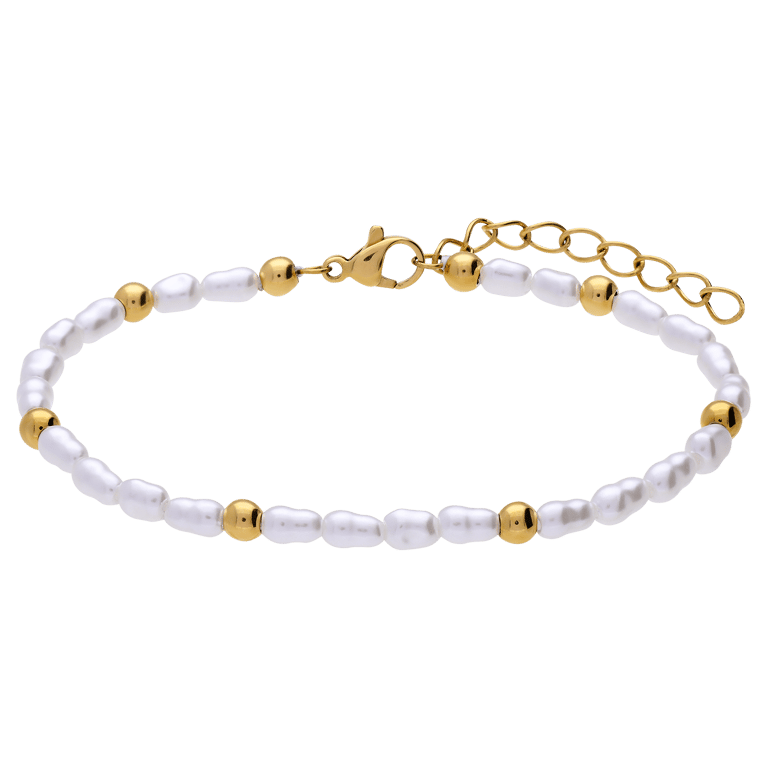 Perlenarmband aus Edelstahl, vergoldet mit Beschichtung für Damen