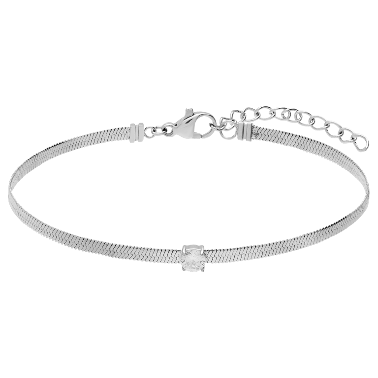 Stainless steel fantasiearmband met zirkonia voor dames