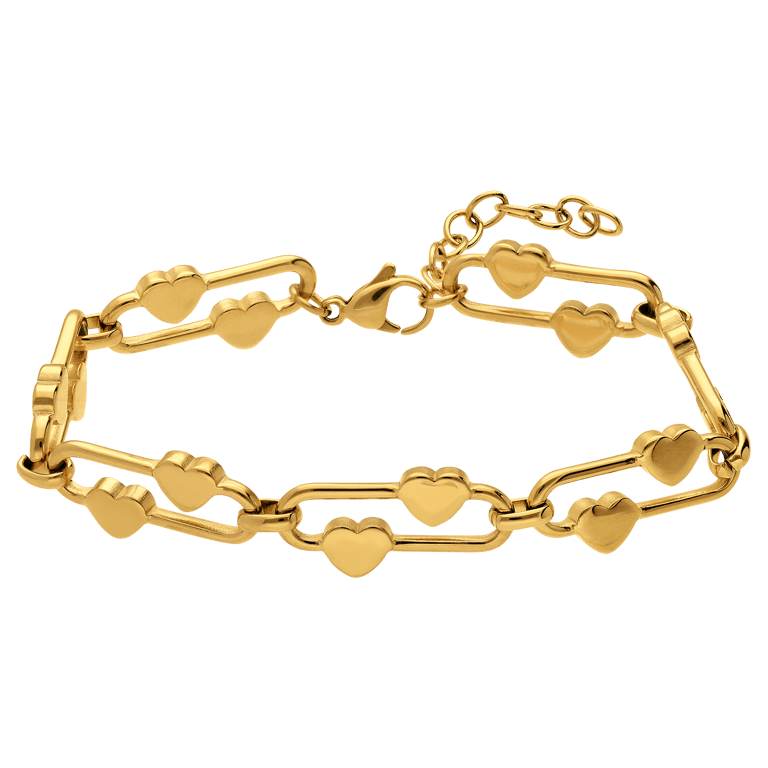 Stalen goldplated armband schakel hart