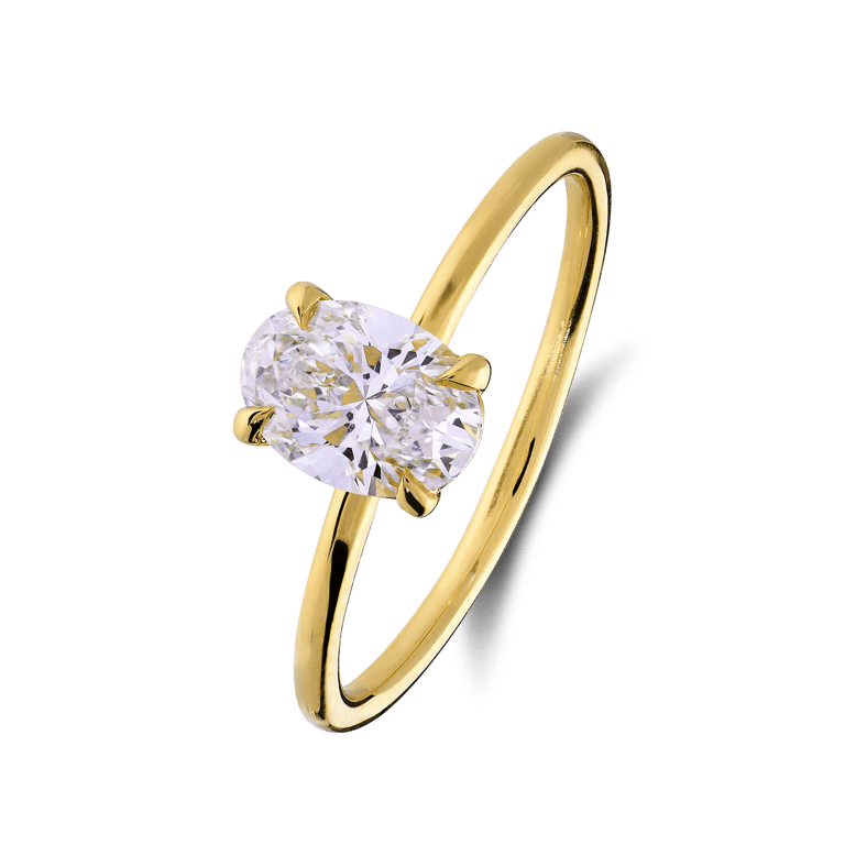 14 karaat ring met labgrown diamant 1ct ovaal