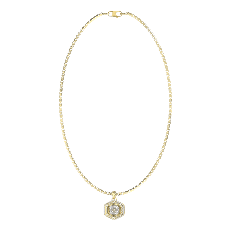 Guess heren stainless steel goldplated collier met hanger