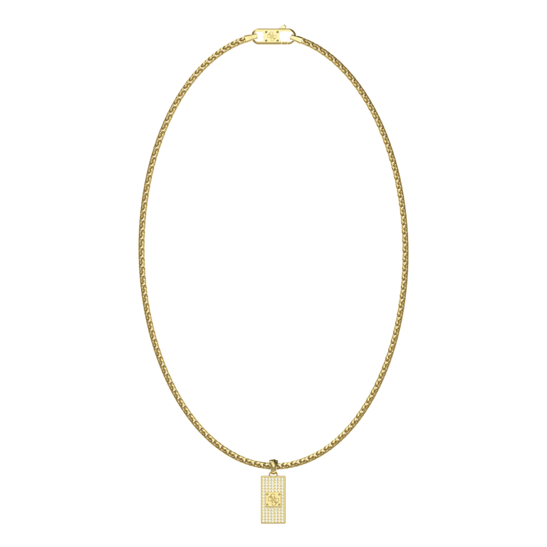 Guess heren stainless steel goldplated collier met hanger