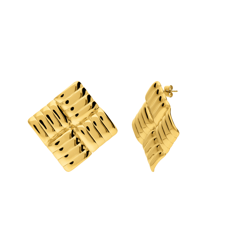 Stainless steel goldplated oorknoppen ruit