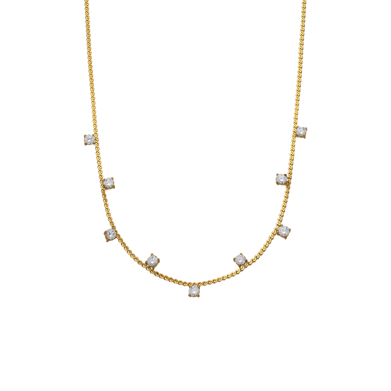 Stainless steel goldplated ketting zonder hanger met zirkonia voor dames