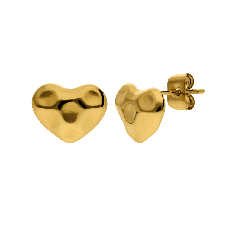 Edelstahl, goldbeschichtete Ohrstecker in Herzform