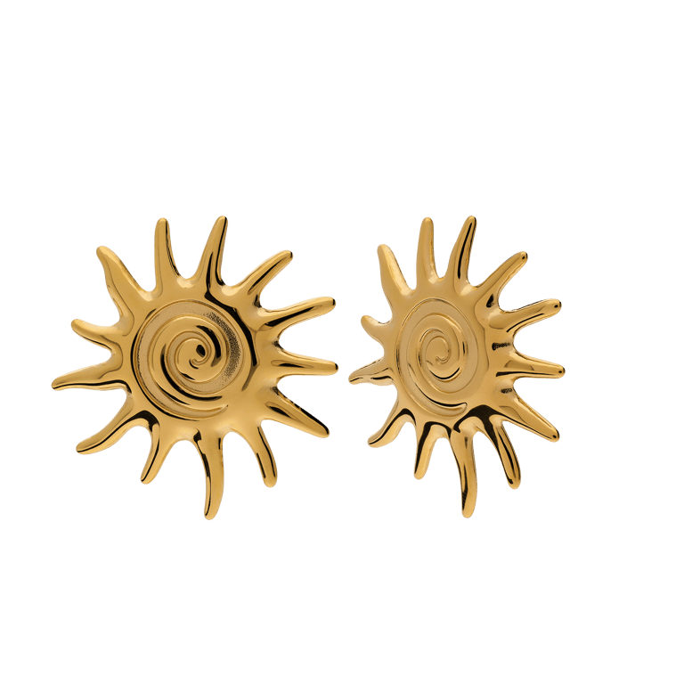 Stainless steel goldplated oorknoppen zon