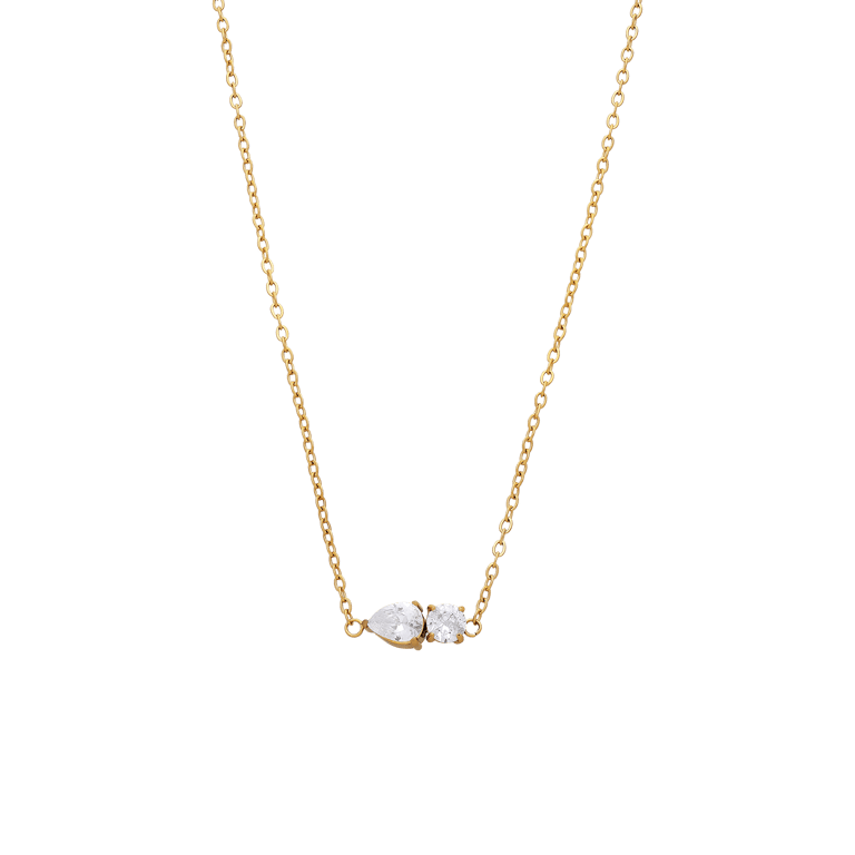 Edelstahlkette mit Anhänger und Zirkonia für Damen
