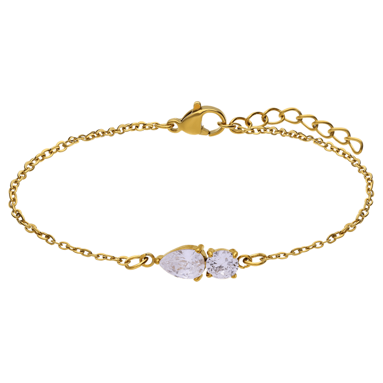 Stainless steel fantasiearmband met zirkonia voor dames