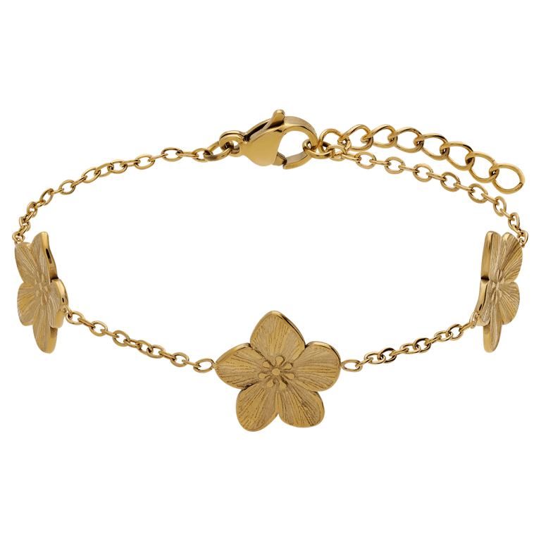 Stalen goldplated armband bloemen