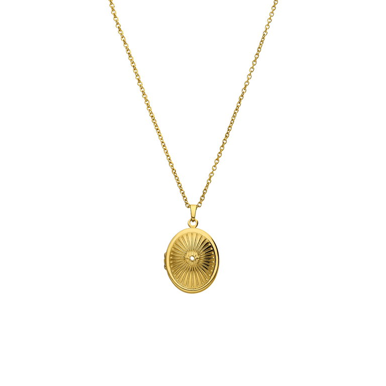 Edelstahlkette mit ovalem Medaillon und Zirkonia für Damen