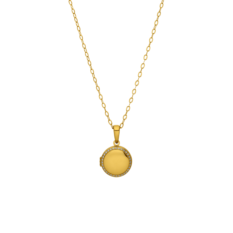 Stainless steel ketting met medaillon met zirkonia voor dames