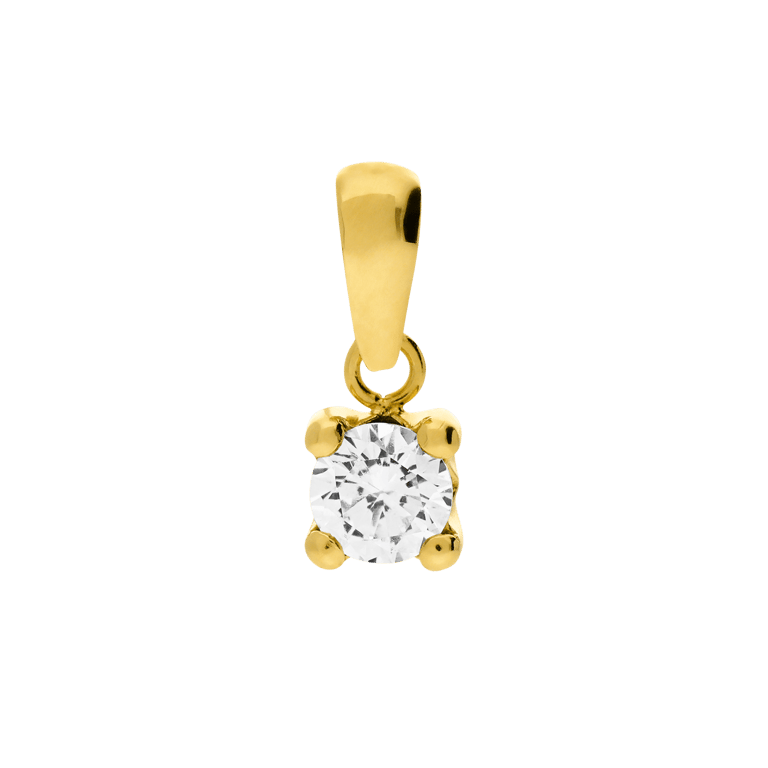 14 karaat gouden hanger met zirkonia 4mm