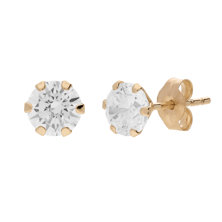 14 Karat goldene Ohrstecker mit Zirkonia für Damen
