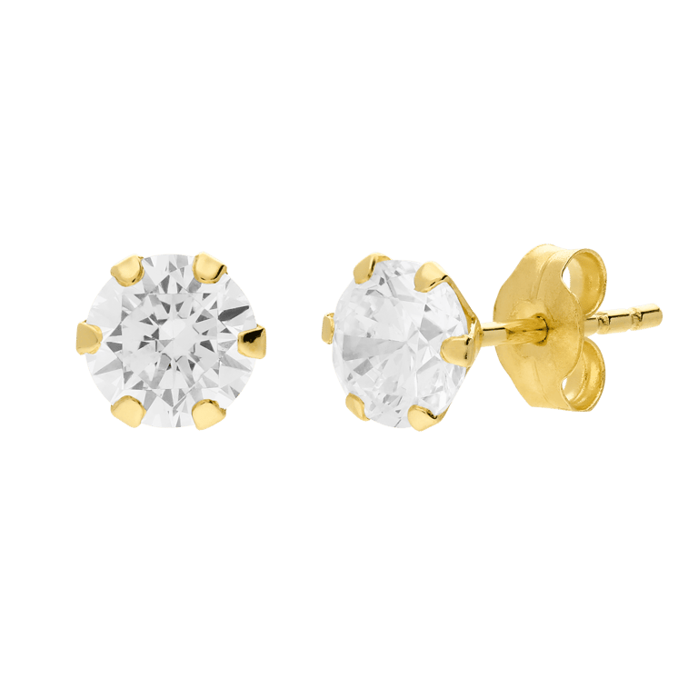 14 karaat gouden oorknoppen met zirkonia 5mm