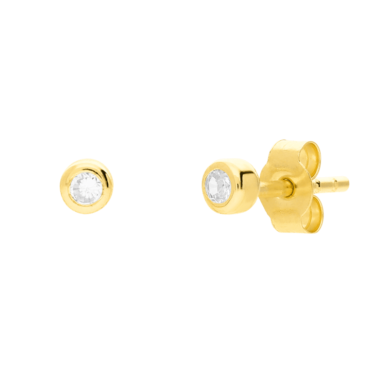 14 Karat Gold-Ohrstecker mit 2 mm Zirkonia