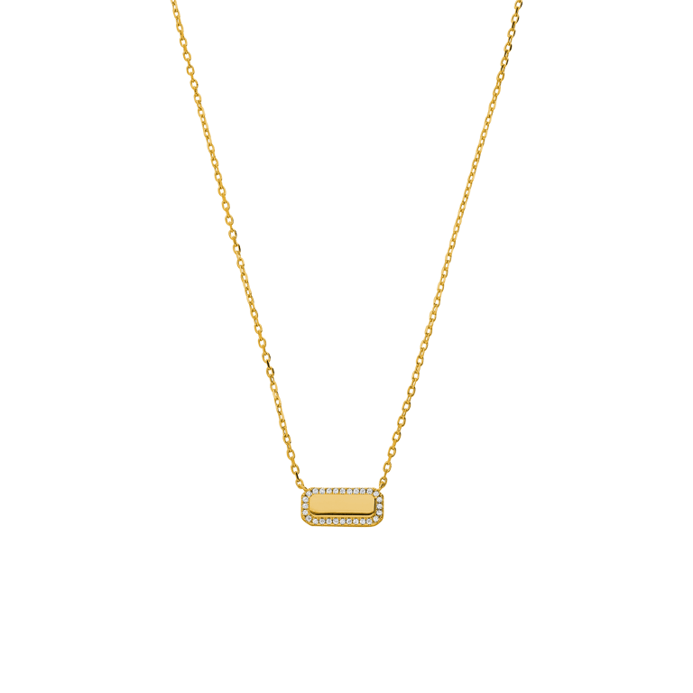 Zilveren ketting met hanger met plating met zirkonia voor dames